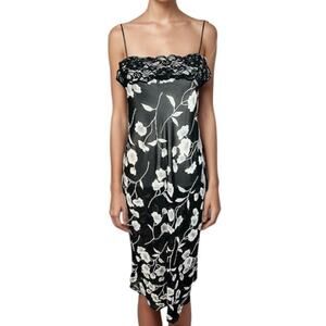 Y2K black floral slip dress lace sheer lingerie nightgown whimsigoth 90s